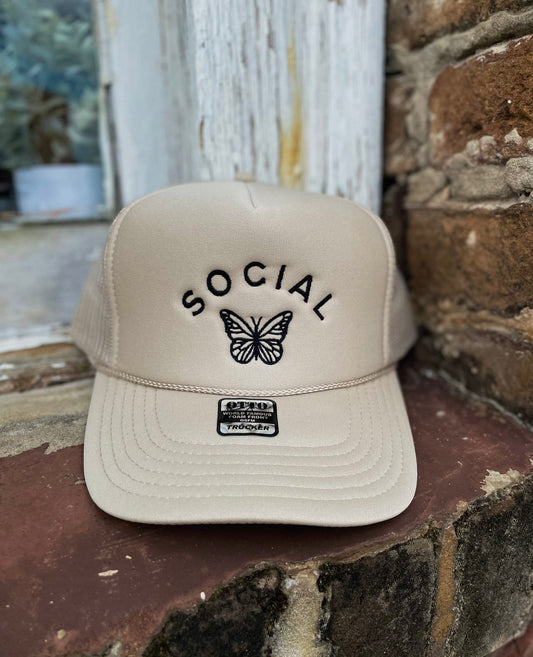 Social butterfly trucker hat