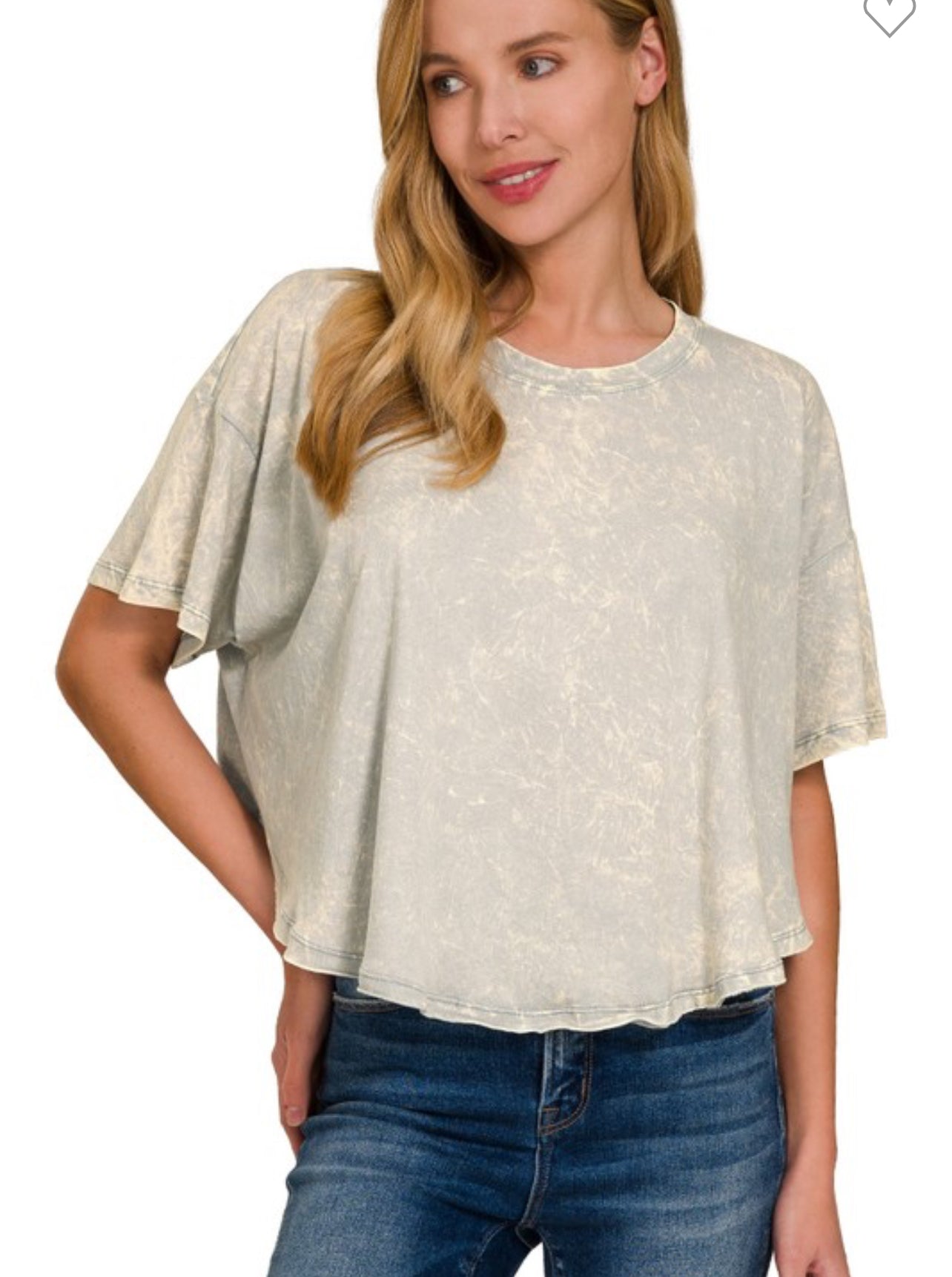 Crinkle washed short sleeve top