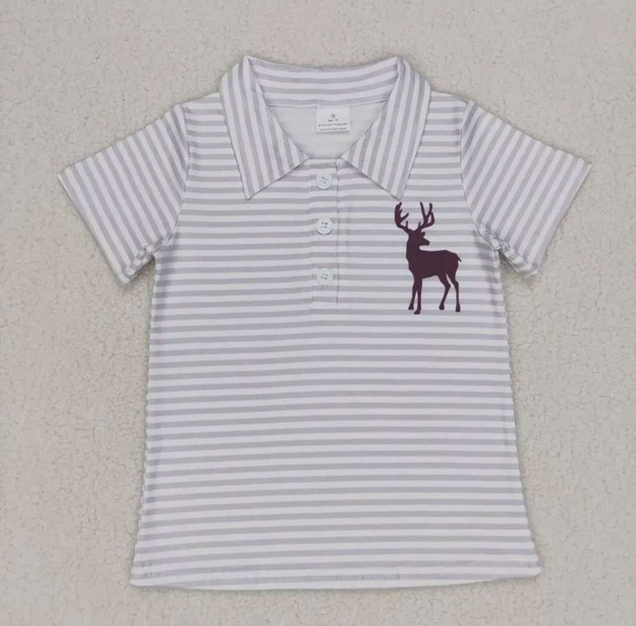 Boys Striped Deer Polo