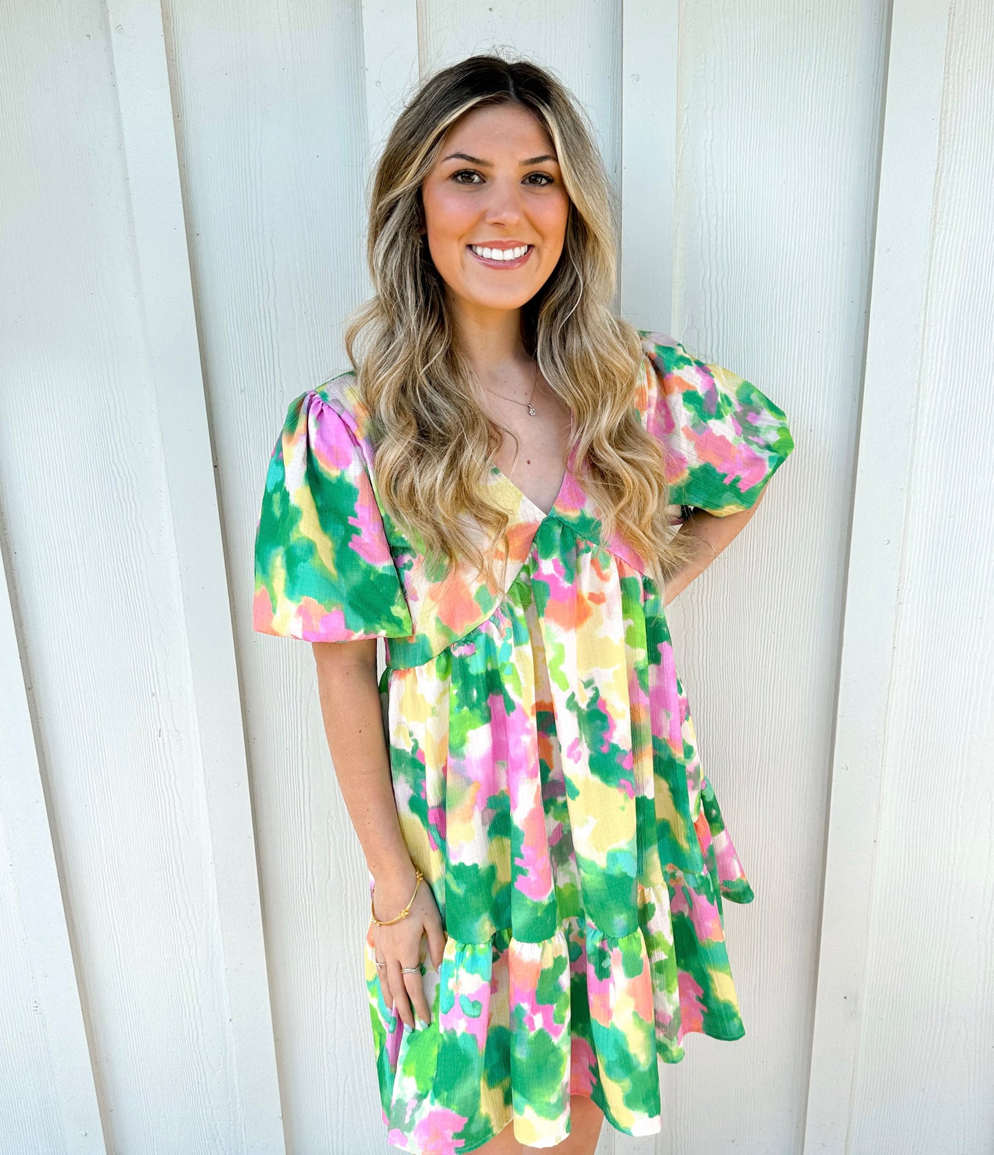 Watercolor babydoll dress