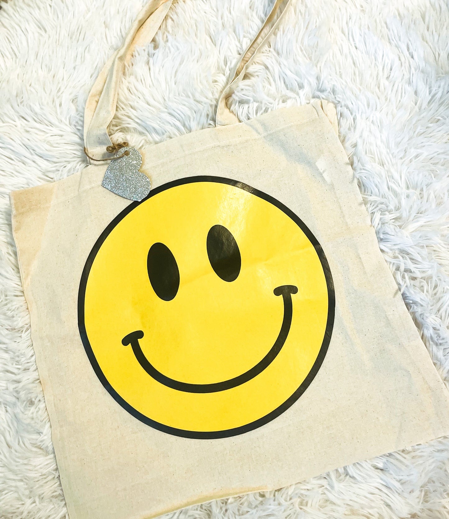 Yellow smiley tote bag