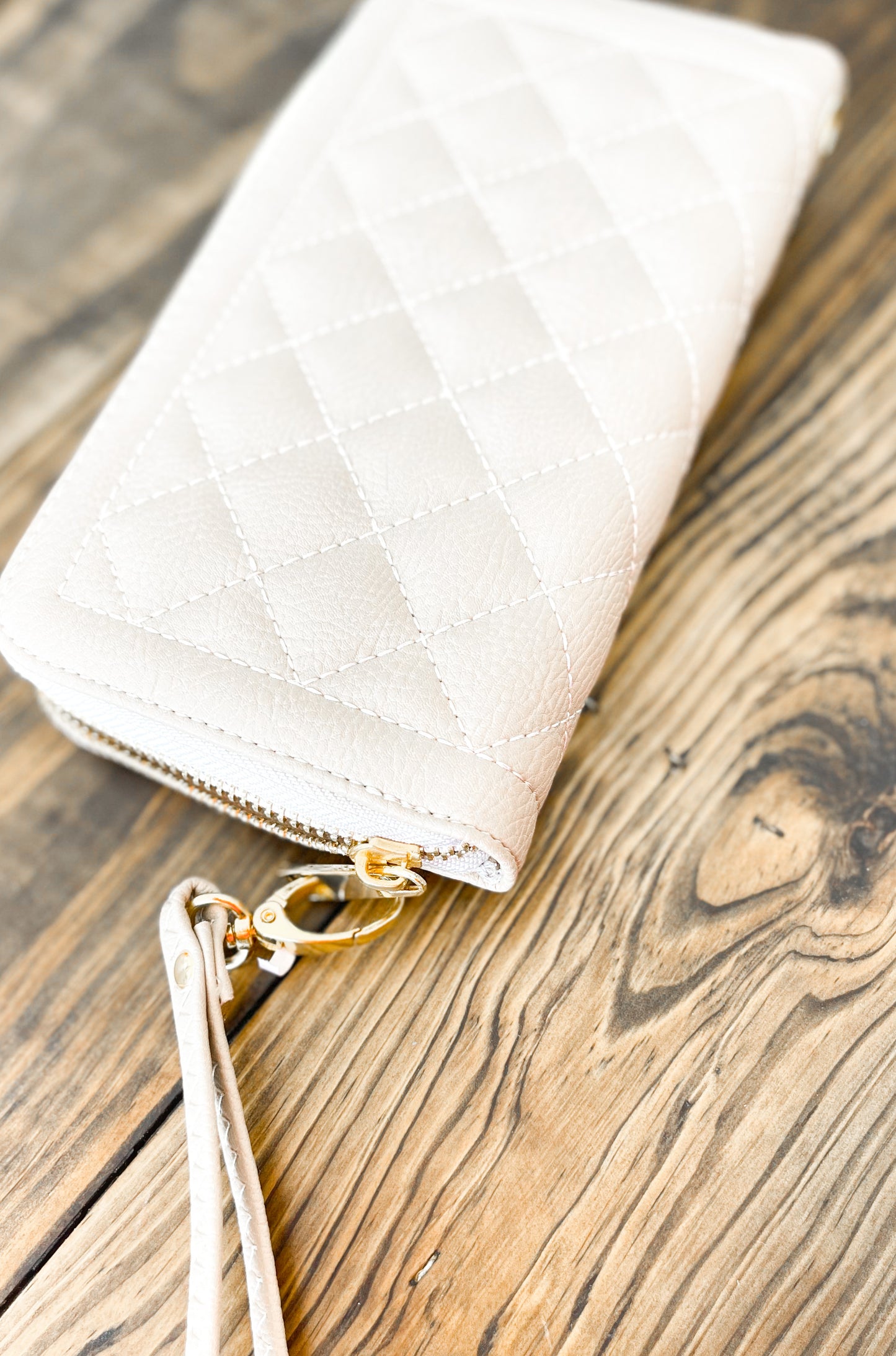 Tan quilted wallet