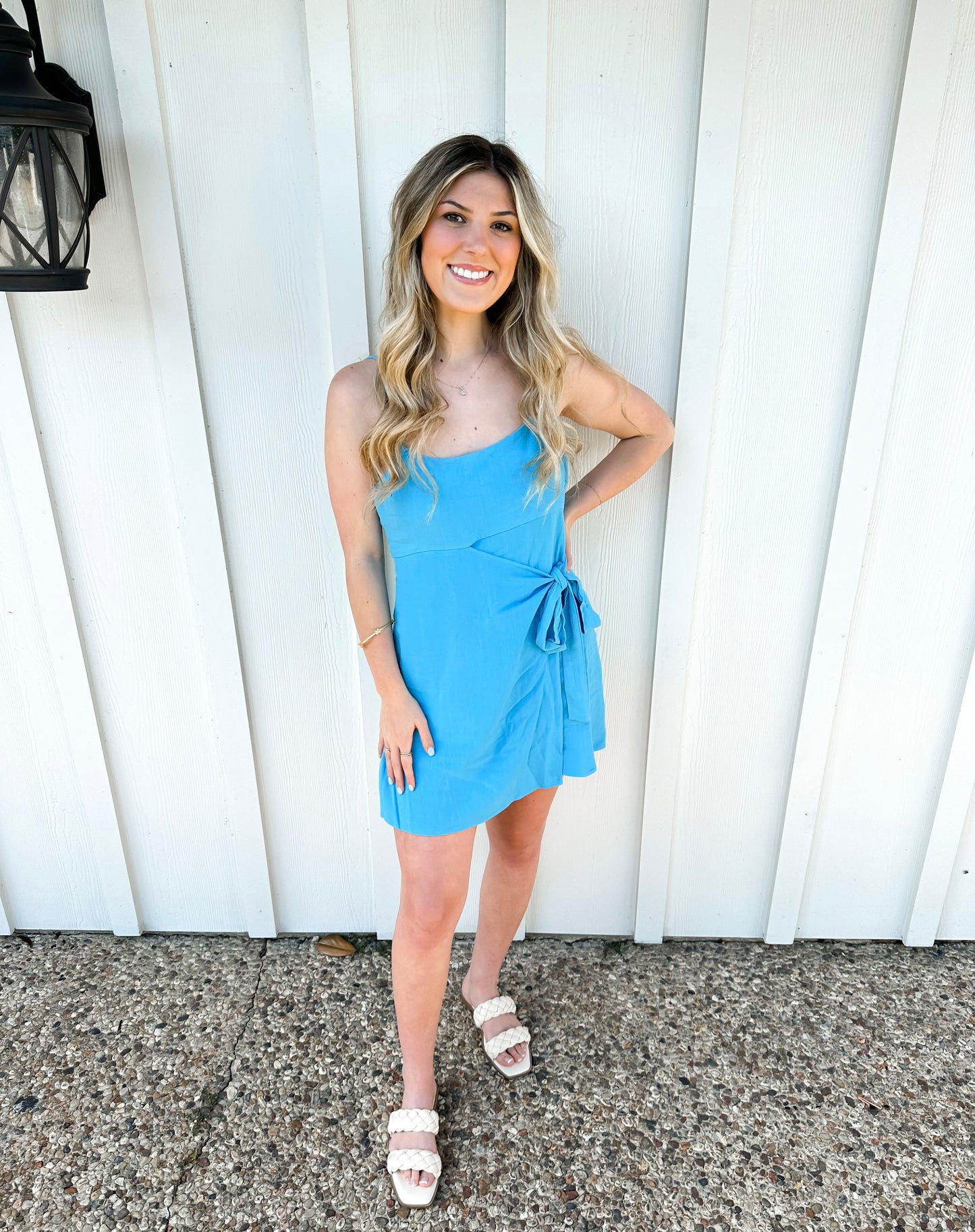 Blue tie romper