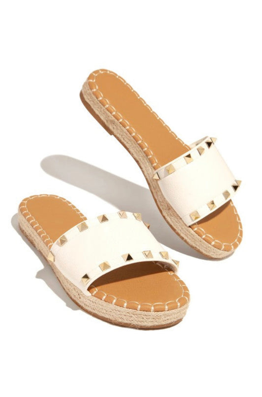 White stud sandals